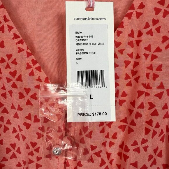 VINEYARD VINES Tie Waist Silk Blend Dress Lined Cotton Sz Large Tiered NWT $178 - Picture 7 of 9